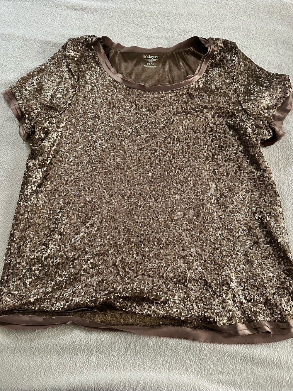 Lane Bryant Brown Sequin Short Sleeve Top